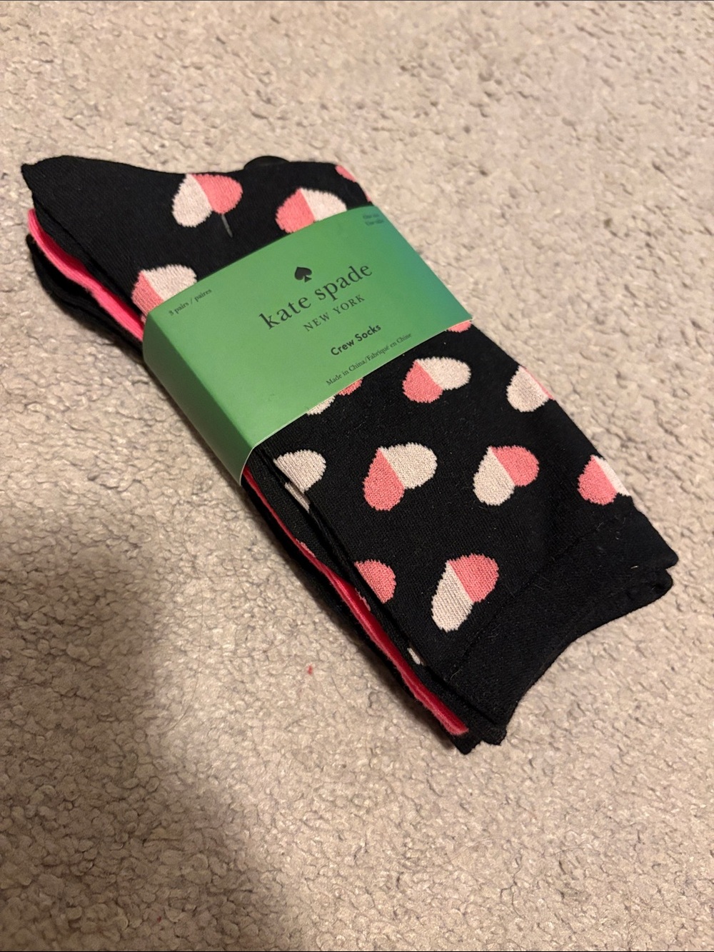 NWT kate spade Black & Pink Crew Socks